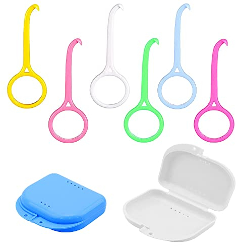 NITAIUN 2 Stücke Zahnspangendose und 6 Stücke Aligner Entfernungswerkzeug, Unsichtbare Zahnentfernung Extraktor Oral Corrector Retainer-Extraktoren Aufbewahrungskoffer von Zahnersatz (8 Stücke)
