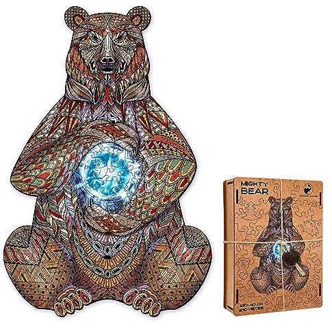 ACTIVE PUZZLES - Animal Puzzles | Adults | Wooden Jigsaw Puzzles, Laser Cut, Sustainable and Eco-Friendly, Premium Finish (Bear)