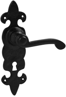 VIBE DUROSIL Fleur de LYS Lever Lock on Black Antique Door Handle DUROSIL Fleur de LYS Lever Lock on Black Antique for Internal Doors