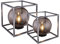 Solar Bodenleuchten 2er Set – rauchfarbige Leuchtkugeln im Industrial Metall Quader 23cm & 30cm
