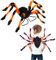 YODITI Halloween Spinnenrucksack für Erwachsene mit Lichtern, Bunte Spinne, Lustige Frau, Süßigkeitentasche, Horror Plüsch Spinnendekoration, Kostümzubehör, Spinnenrequisiten mit elastischen Riemen