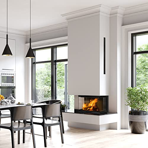 KRATKI Kamineinsatz NBC 800/2x400 – 10 kW, BImSchV 2-konform, TERMOTEC-Auskleidung, Wirkungsgrad 83%, Rauchrohranschluss Ø 200 mm - Stahl Schwarz