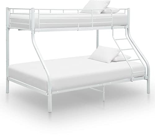 KOIECETA Etagenbett Stockbett Bettgestell Metallbett Bett Hochbett Doppelstockbett Schlafzimmerbett 200x140/200x90 cm Metall (Weiß)