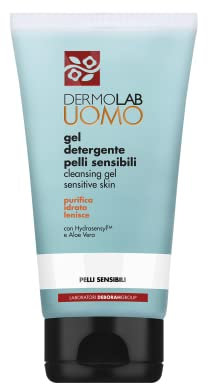 Dermolab Uomo – Gesichtsreinigungsgel für empfindliche Haut mit Aloe Vera, feuchtigkeitsspendend und beruhigend, reinigt sanft Rötungen, 150 ml