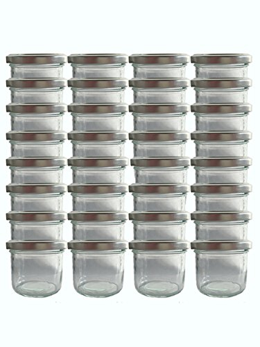 6 x Sturzgläser Einmachgläser mit Schraubdeckel - 125 ml Glas/Metall 6,6 x 6 cm (ØxH), Deckel To 66 Silber - Marmeladengläser Made In Germany (6)