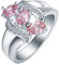 Whoiy Ring Damen 57, Ring Verlobung Frau Silber Eheringe mit DREI Rosa Cubic-Zircon Verlobungsring für Frauen
