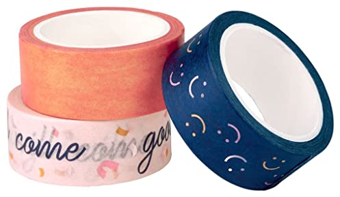 moses. Smile Deko-Tape 3er Set, washi tape Set mit 3x 5m designtem Klebeband, Selbstklebendes Schmuckband für Geschenke, Verzierungen, Postkarten, Briefe, Bullet Journaling, Fotoalben und Kalender