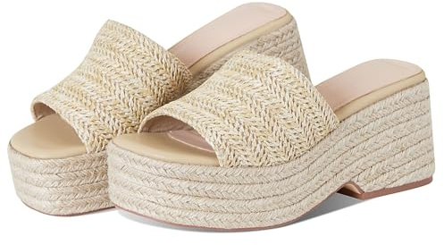 EQAUDES Platform Slip on Espadrille Sandals for Women Wedges Slides Bohemia Sandals Flatform Open Toe Beach Sandals