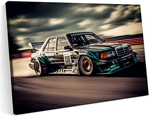 Printonia Bilder Leinwandbild 120x80cm Benz w190 190 Auto Sport Classic Tuning Merc Race Neon