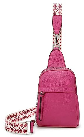 OBC Damen Bodybag Sling Tasche Rucksack Gürteltasche Crossbag Crossover Schultertasche Crossbody Brusttasche Umhängetasche Pink V2