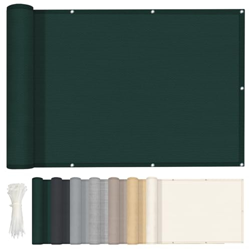 HENG FENG Pantalla de Privacidad para Balcón 0.9x3m,HDPE Malla Ocultacion,Resistente al Viento, Protección UV,Protección de la Intimidad, Verde