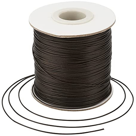 Bestewelry Cordino in poliestere cerato, 0,5 mm, per gioielli, bracciali, macramè, pelle, cucito, colore marrone cocco