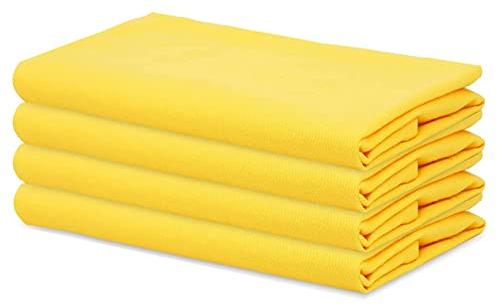 Sweet Needle – Packung mit 4 übergroßen Servietten aus 100% Baumwolle, 45 cm x 45 cm, Gelb – Schwerer Stoff für den täglichen Gebrauch mit auf Gehrung geschnittenen Ecken