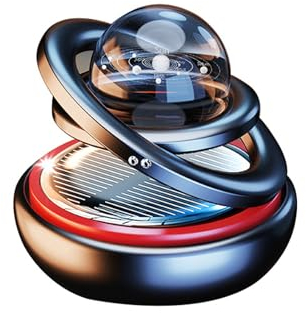 Auto-Lufterfrischer,Solarbetriebener Aromatherapie Diffusor,Aromatherapie-Kristallkugel,Rotierender schwimmender Planet Dekoration,Auto-Energie Magnet Rotations Dekoration Ornament (Schwarz)