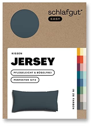 Schlafgut Easy Jersey Kissenbezug 40x80 cm Grey Deep mit 100% Baumwolle, superweicher & atmungsaktiver Kopfkissenbezug