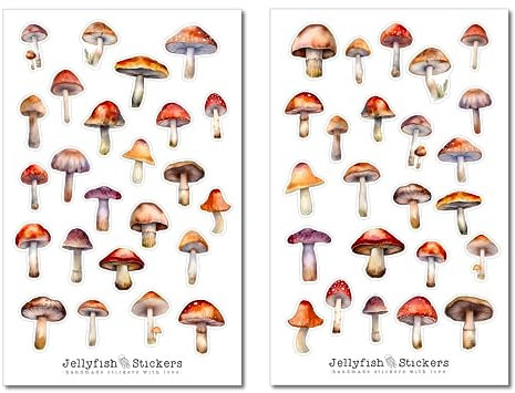 Pilze Sticker Set - Aufkleber, Planer Sticker, Sticker Garten, Herbst, Küche, Kochen, Natur, Wald, Halloween