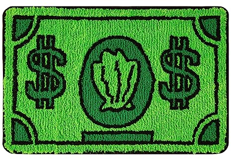 RoomTalks Niedlicher grüner Läufer für Schlafzimmer, Badezimmer, 50 x 10 cm, extra lang, Badematte, rutschfest, waschbar, Boho, Küste, MR Krabs Geld, Cartoon, lustig, cooler Überwurf, Läufer, Teppich,