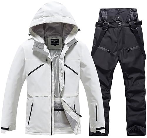 Ensemble de vestes et pantalons de ski pour femmes, coupe-vent imperméable, combinaison de snowboard chaude pour l'hiver,White2,M