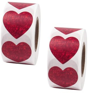 1000 Stück Glitzer Herz Aufkleber,2.5cm Selbstklebende Herzform Etiketten Valentinstag Herzaufkleber Rot Herz Aufkleber für Umschläge Scrapbooking Basteln Geschenkaufkleber