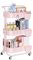 Bemece 3 Tier Trolley, Storage Trolley on Wheels with PP Draining Basket for Kitchen Bathroom Laundry and Office(Pink)