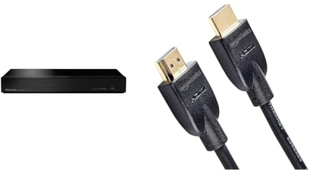 Panasonic DP-UB150EG-K Lettore Blu-ray Ultra HD 4K, HDR10+ HLG, Upscaling 4K & Amazon Basics Cavo Ultra HD HDMI 2.0 ad alta velocità, formati 3D supportati