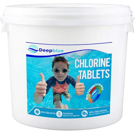 Deep Blue - Multifunctional Mini 20g Chlorine Tablets - 5kg Stabilised Wonders for Sparkling Water & Algae Inhibition
