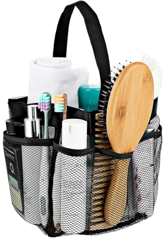 Dimeho Mesh Shower Caddy Bag Portable Large Capacity Bath Tote Basket Quick Dry Hangable Toiletry Organizer Bag 8 Storage Pocket for Gym College Dorm Beach Swimming Pool Camp Travel