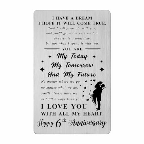 Levole Happy 6th Anniversary Card - 6th Anniversary Card Gifts for Him Her, Six Year Wedding Anniversary Card Gifts for Men Husband Boyfriend - Engraved Wallet Card for 6 Year Anniversary