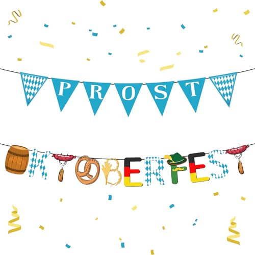 Lets Joy 2 Stück Oktoberfest Girlande, 2,5 m Oktoberfest Banner Deko, Bayerisches Oktoberfest Party Banner Deko, Willkommen Zum Oktoberfest Bayern Fest Feier Party Dekoration