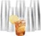 MATANA 60 Vasos Transparentes de Plástico Duro con Brillo Plateado (285ml / 10oz) - Resistentes y Reutilizables - Vasos para Cumpleaños, Bodas, Navidad, Pascua, Barbacoas, Fiestas