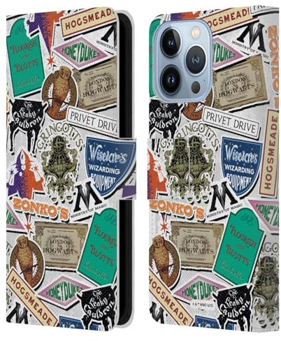 Head Case Designs Licenza Ufficiale Harry Potter Collage con Logo Tipografia delle Località Custodia Portafoglio in Pelle Compatibile con Apple iPhone 13 PRO
