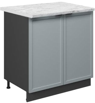 Vicco Sink base cabinet Fame-Line, Light blue-grey, 80 cm with shelf, WT Marble
