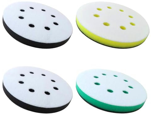 4 Pcs 125mm Soft Sponge Interface Pad 8 Holes, Upgraded Foam Sanding Pads, for 5 Inch Orbital Sander Foam Pad, Soft & Hard Cushion Sponge Buffer, for Sander and Drill Use, Impact Resistant Low Noise