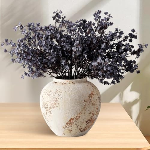 JAKY-Global 12 künstliche Schleierkraut Blumen, Vintage Blau - Kunstseide Real Touch Herbstdeko für Zuhause, Tischvase & Boheme-Deko