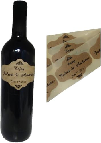 Etiquetas adhesivas de kraft para botellas de vino, cerveza, 9x6 cm, personalizables, rollo (500)