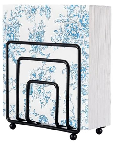 Porte Serviettes de Table, Cadre de Serviettes, Porte Serviettes de Table Moderne Carré à Trois Portes, Porte Serviettes Noir Mat, Support de Serviettes en Papier pour Table, Pour Restaurant, Café