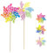 Pack of 2 Giant Wooden Garden Windmills | Large Traditional Beach Windmills for Garden | Jumbo Outdoor Pinwheel Wind Spinner Decorations - 75cm ~ Design Varies