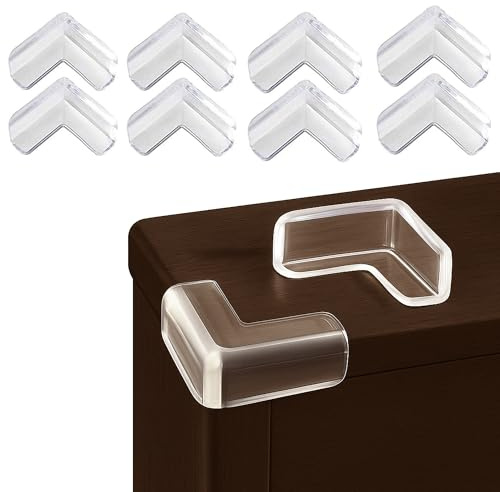 8 Pack Clear Corner Protectors – Baby Safety Guards for Tables & Furniture – Transparent L-Shaped Table Bumpers with Strong Adhesive – Childproofing Edge Bumper for Sharp Edges