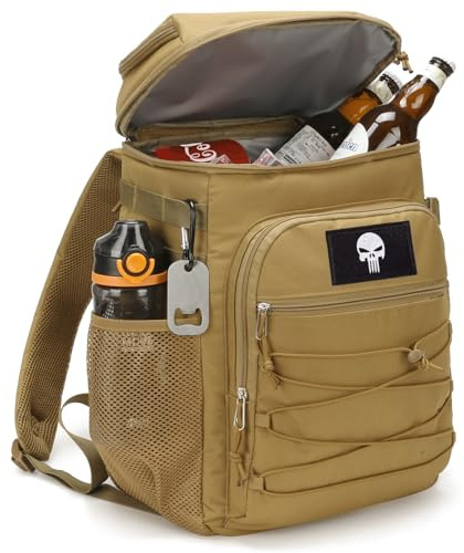 Bunnychic Nevera Táctica Mochila Isotérmica 25L Gran Capacidad para Camping | Mochila táctica alta resistencia, 25L gran capacidad, forro aislante antifugas, nevera tela 900D impermeable para el trabajo