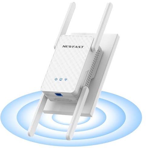 NEWFAST Repetidor WiFi 3000 Mbps Amplificador Señal WiFi AX3000 Repetidor WiFi6 5.8/2.4GHz, Puerto Gigabit, 4 Antenas, WPA3, IEEE802.11ax/AC/b/g/n