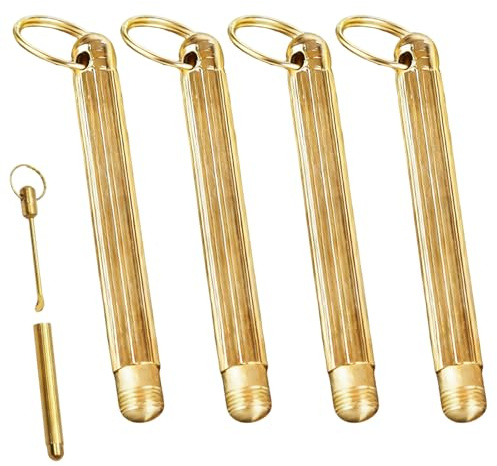 Whispern Cloud 4Pcs Retractable Mini Gold Spoons, Retro Metal Tiny Spoon Pendants for DIY Necklace Keychain, Portable Small Scoops for Spices Powder Crafts