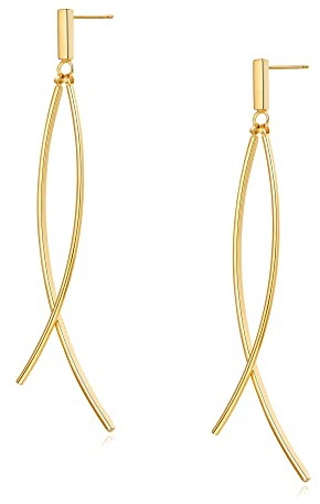 TOVABA Ohrringe Damen Hypoallergen, Filigrane Ohrringe Lang Hängend, Glänzende Linienschmuck für Empfindliche Ohren, Minimalistische