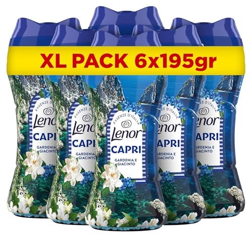 Lenor Profumatore Bucato Lavatrice, Perle Profumate, Capri, Maxi Formato 6 x 195g, Intensificatore Di Profumo