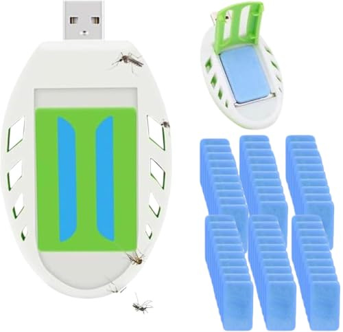 Gyiocill Repelente de Mosquitos Eléctrico, USB Enchufe Antimosquitos, Repelente de Mosquitos USB, con 60 tabletas, para Senderismo Al Aire Libre, Hogar de Verano, para Aire Libre y Interior