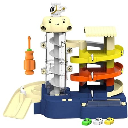 KiBcsLic Multi Level Car Garage Toy Lights and Music Automatic Vehicle Lift Toy for Kids, 3-Level Parking Bldg