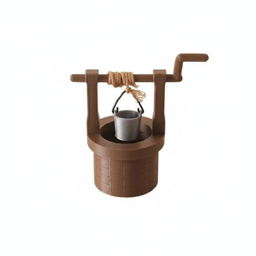 Chosertory Mini Puits Miniature Accessoire Maison de Poupée Décoration Vintage Ornement Réaliste Fonctionnel en Adapté pour Jeu Imitation Collection Décor Table, Marron