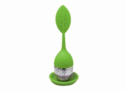 NERTHUS FIH 262 - Filtro de té forma de hoja de Silicona Libre de BPA y Acero Inoxidable, infusiones, colador de té