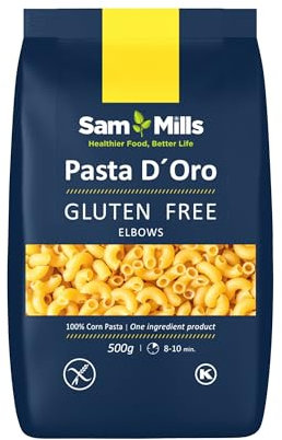 Sam Mills - Coditos Sin Gluten - 1 paquete de 500 g - 100% Harina de Maíz - Fabricado en Instalaciones Sin Gluten - Mejora el Tránsito Intestinal - Ideal para Dietas Veganas