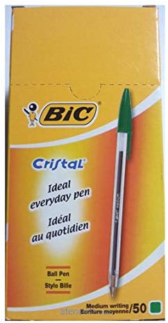 BIC - Bolígrafo de cristal mediano (50 unidades), color verde