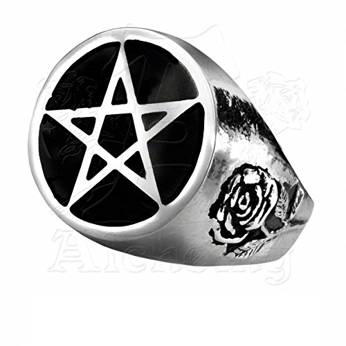 Gothic Ring Pentagramm Drudenfuß Wicca Magie Pentagram Hexagramm ALCHEMY (54 (17.2))